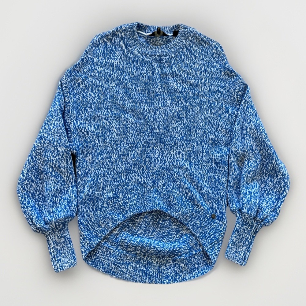Ted Baker London Zzurii Sweater Women's S 4 Curved-Hem Knitted Wool Blend‎ Blue